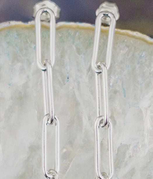 Sterling Silver Paperclip Chain Post Earrings