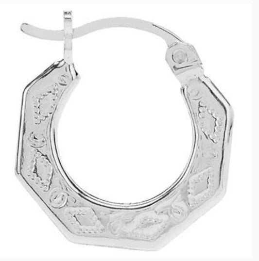 Sterling Silver Angles Pattern Hoop Earrings