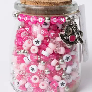 Hold 'em Cowgirl Western Pink Letter Diy Bead Jar