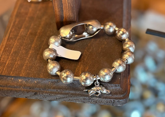 Large Ball Chain Bracelet with Razorback Charm – Stainless Steel