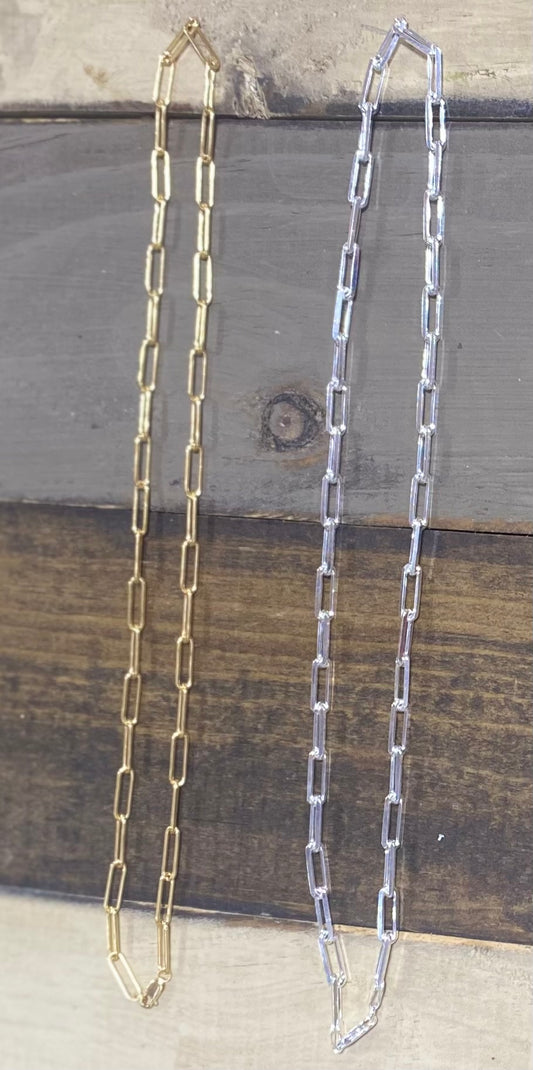 Sterling Silver Paper Clip Necklace