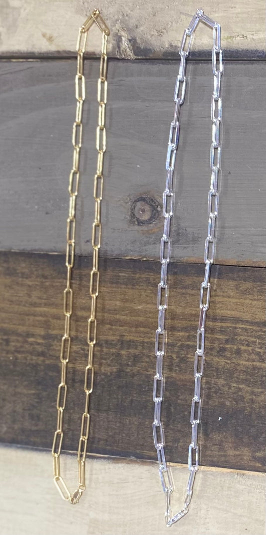 Gold Filled Paper Clip Necklace