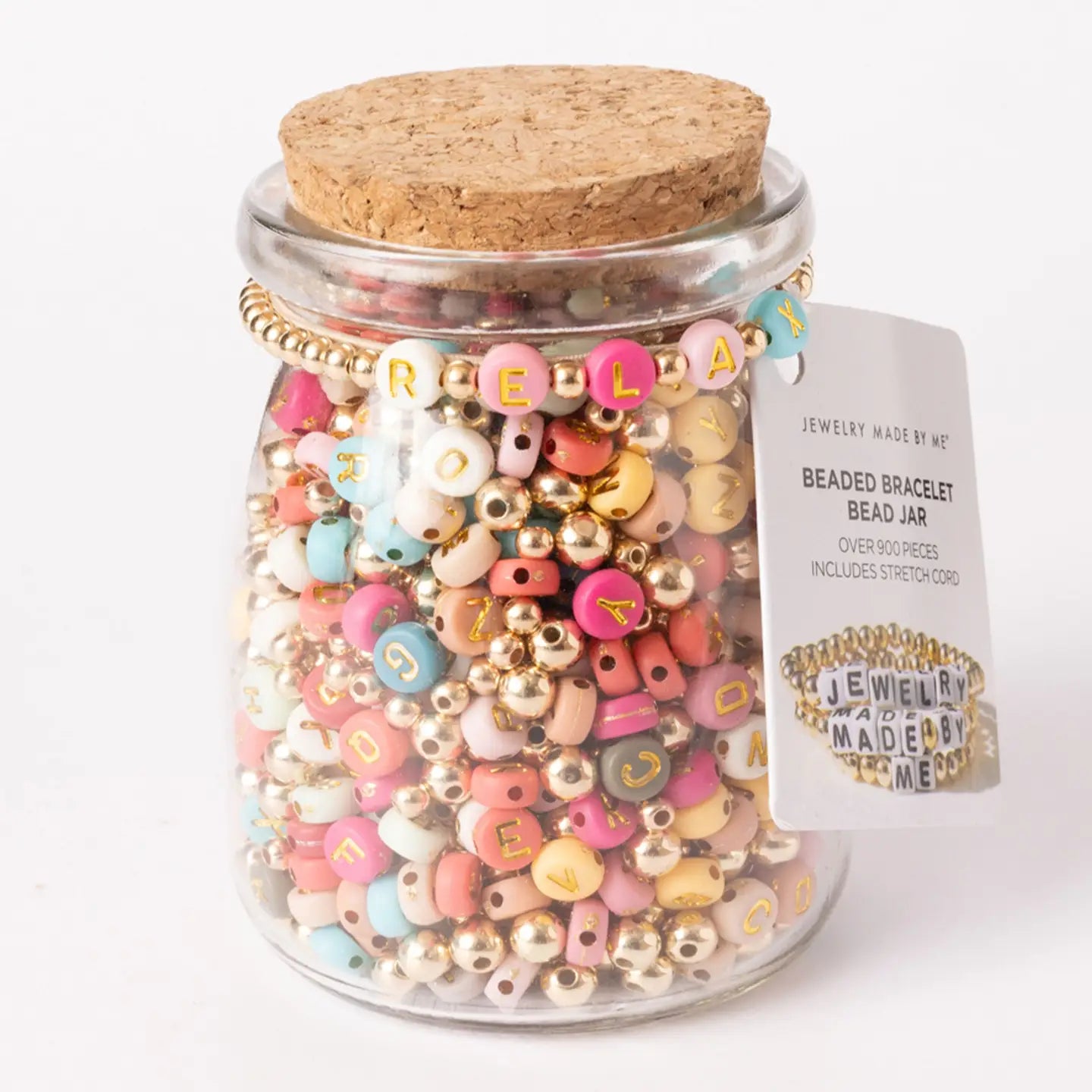 Relax Metallic Gold Multicolor Letter Bead Jar