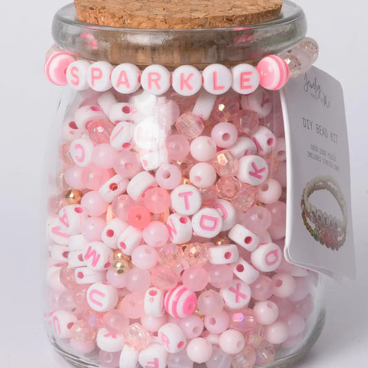 Pink Sparkle White and Pink Letter DIY Bead Jar