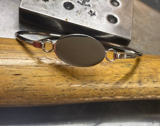 Hand Stamped Oval Cuff