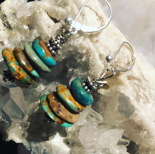 Turquoise Disc Earrings